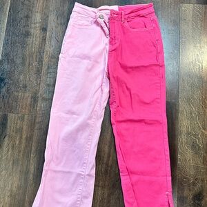 Amazon Women's Straight Leg Jeans - Pink and Red